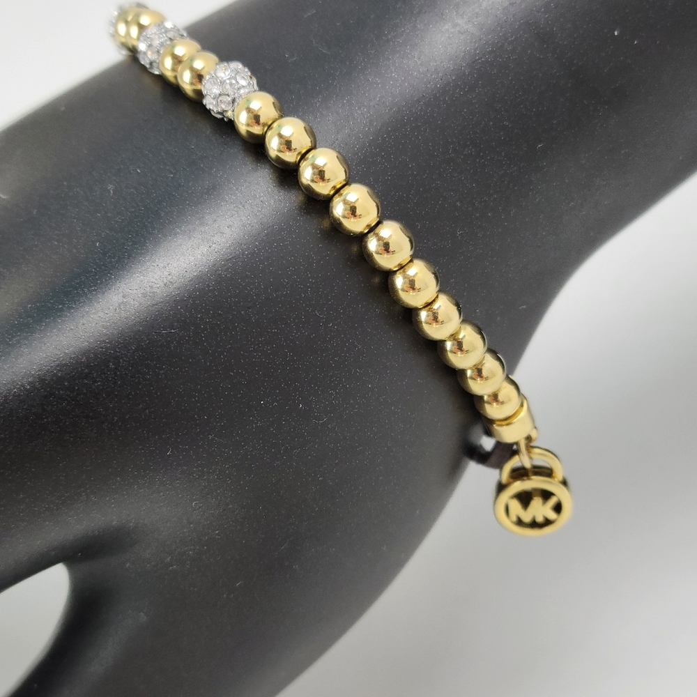 Michael Kors Pave Gold Ball Beaded Gold Silver Ton